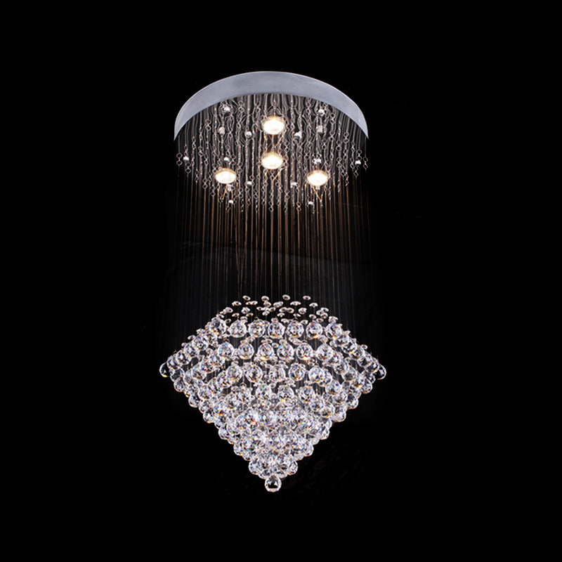 4-Head Diamond Shaped Ceiling Light Contemporary Satin Nickel Beveled Crystal Flush Mount Lighting Clearhalo 'Ceiling Lights' 'Close To Ceiling Lights' 'Close to ceiling' 'Flush mount' Lighting' 1957972