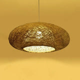 Beige Ellipse Pendulum Light Asia 1 Bulb Rattan Hanging Pendant over Table, 16"/19.5" Wide Clearhalo 'Ceiling Lights' 'Modern Pendants' 'Modern' 'Pendant Lights' 'Pendants' Lighting' 1958001