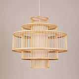 3-Shade Restaurant Hanging Light Bamboo 1 Head 16"/23.5"/31.5" Wide Asian Ceiling Pendant in Beige Clearhalo 'Ceiling Lights' 'Modern Pendants' 'Modern' 'Pendant Lights' 'Pendants' Lighting' 1958041