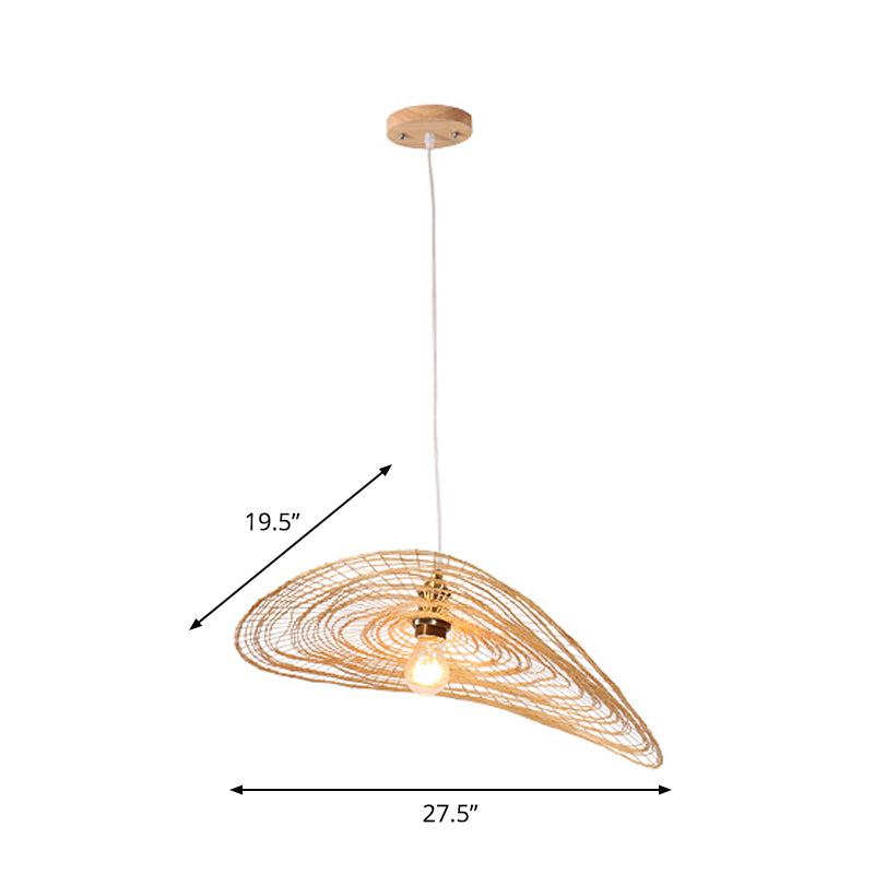 Chinese Style 1/3/6-Light Pendulum Light Beige Lotus Leaf Pendant Lighting with Bamboo Shade, 14"/16.5"/19.5" Wide Clearhalo 'Ceiling Lights' 'Modern Pendants' 'Modern' 'Pendant Lights' 'Pendants' Lighting' 1958074