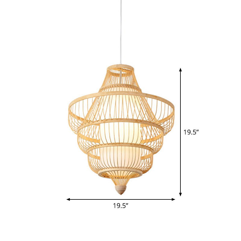 Diamond/Drum/Barrel Drop Pendant Asian Style Bamboo 1-Light Restaurant Hanging Light Kit in Beige Clearhalo 'Ceiling Lights' 'Modern Pendants' 'Modern' 'Pendant Lights' 'Pendants' Lighting' 1958178