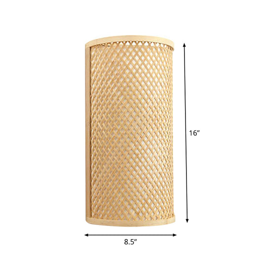 Half-Cylindrical Flush Mount Wall Light Minimalist Bamboo 1 Head Hallway Wall Sconce in Beige Clearhalo 'Modern wall lights' 'Modern' 'Wall Lamps & Sconces' 'Wall Lights' Lighting' 1958243