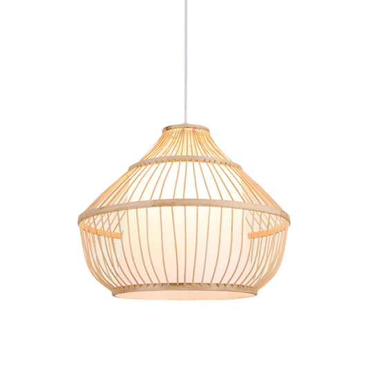 Cylinder/Donut/Raindrop Hanging Pendant Light Asian Bamboo 1 Bulb Beige Ceiling Light with Shade Inside Clearhalo 'Ceiling Lights' 'Modern Pendants' 'Modern' 'Pendant Lights' 'Pendants' Lighting' 1958309