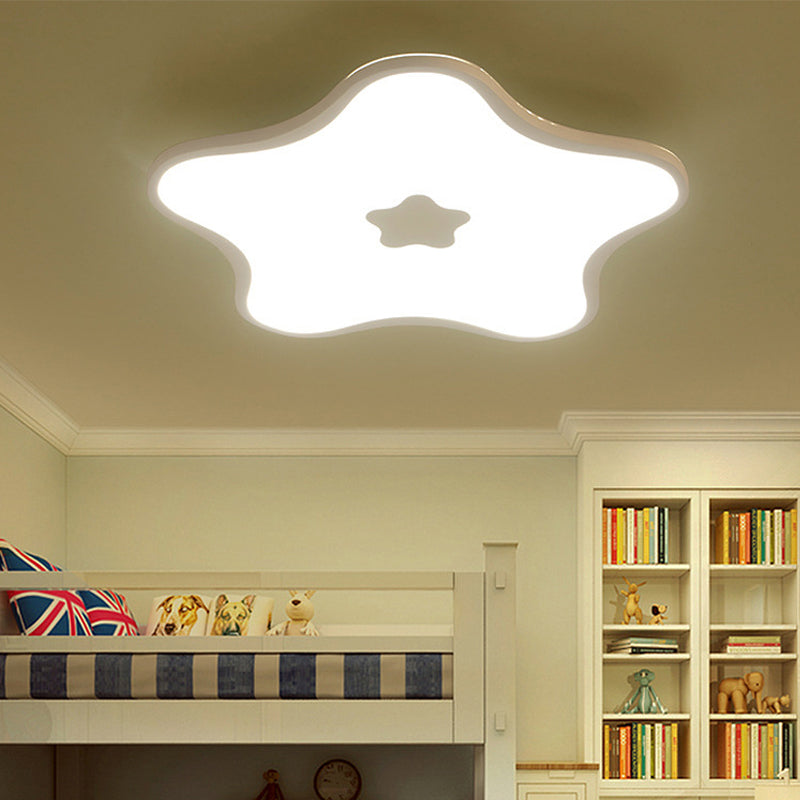 White Flat Star Flush Mount Light Contemporary Acrylic LED Ceiling Lamp for Study Room White White Clearhalo 'Ceiling Lights' 'Close To Ceiling Lights' 'Close to ceiling' 'Flush mount' Lighting' 195834