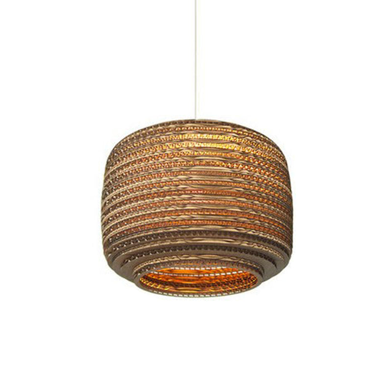 Globe/Oval/Vase Corrugated Paper Pendant Rustic Single Brown Hanging Light Fixture for Dining Room Brown Oval Clearhalo 'Ceiling Lights' 'Modern Pendants' 'Modern' 'Pendant Lights' 'Pendants' Lighting' 1958349