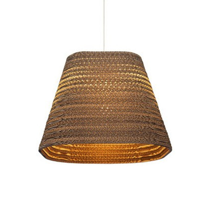 Globe/Oval/Vase Corrugated Paper Pendant Rustic Single Brown Hanging Light Fixture for Dining Room Brown Trapezoid Clearhalo 'Ceiling Lights' 'Modern Pendants' 'Modern' 'Pendant Lights' 'Pendants' Lighting' 1958351