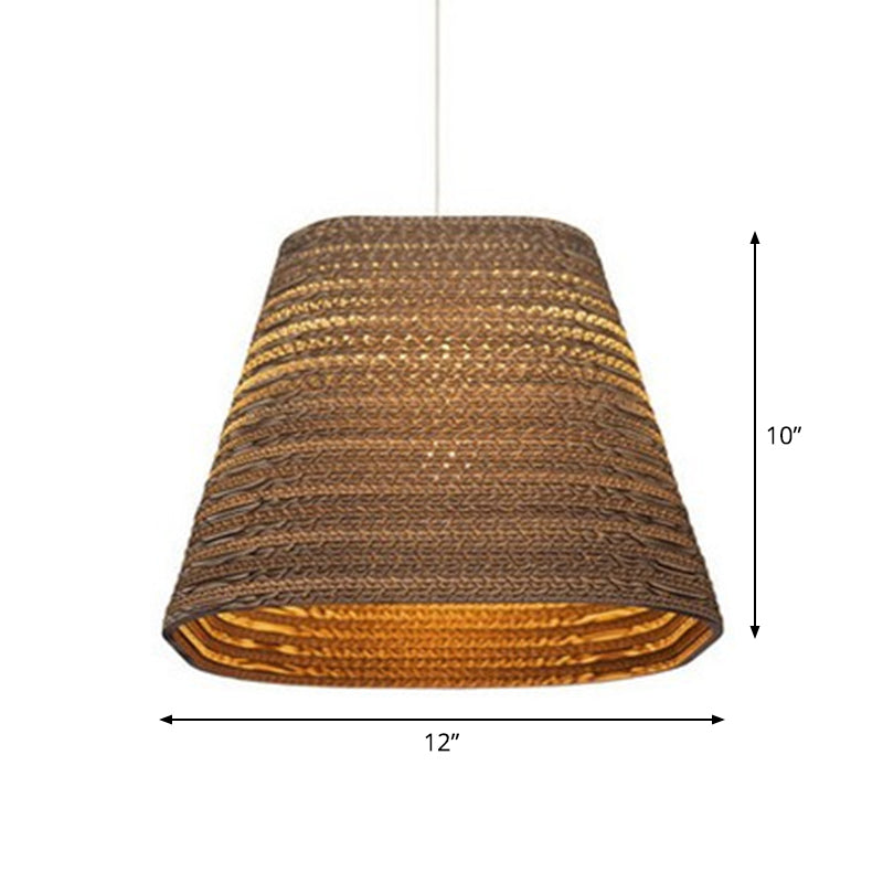 Globe/Oval/Vase Corrugated Paper Pendant Rustic Single Brown Hanging Light Fixture for Dining Room Clearhalo 'Ceiling Lights' 'Modern Pendants' 'Modern' 'Pendant Lights' 'Pendants' Lighting' 1958352