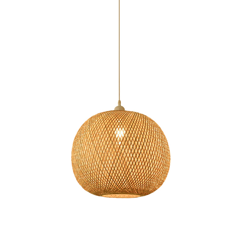 Asian Jug/Twisted/Globe Shaped Pendant Lamp Bamboo 1 Head Restaurant Suspended Lighting Fixture in Beige Clearhalo 'Ceiling Lights' 'Modern Pendants' 'Modern' 'Pendant Lights' 'Pendants' Lighting' 1958424