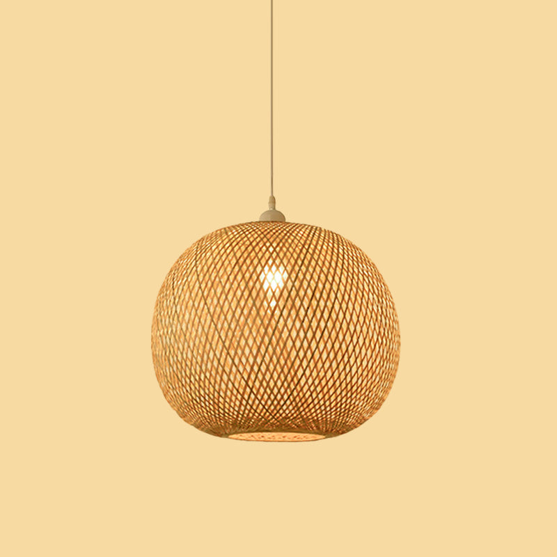 Asian Jug/Twisted/Globe Shaped Pendant Lamp Bamboo 1 Head Restaurant Suspended Lighting Fixture in Beige Clearhalo 'Ceiling Lights' 'Modern Pendants' 'Modern' 'Pendant Lights' 'Pendants' Lighting' 1958425