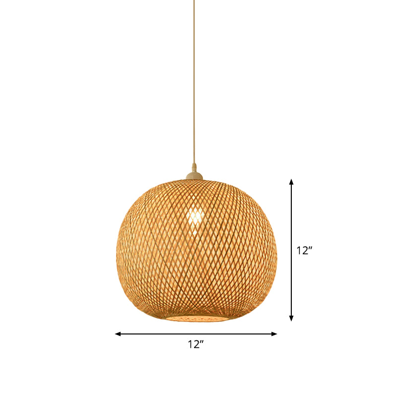 Asian Jug/Twisted/Globe Shaped Pendant Lamp Bamboo 1 Head Restaurant Suspended Lighting Fixture in Beige Clearhalo 'Ceiling Lights' 'Modern Pendants' 'Modern' 'Pendant Lights' 'Pendants' Lighting' 1958426