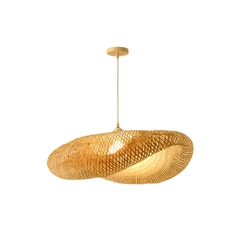 Asian Jug/Twisted/Globe Shaped Pendant Lamp Bamboo 1 Head Restaurant Suspended Lighting Fixture in Beige Beige A Clearhalo 'Ceiling Lights' 'Modern Pendants' 'Modern' 'Pendant Lights' 'Pendants' Lighting' 1958431