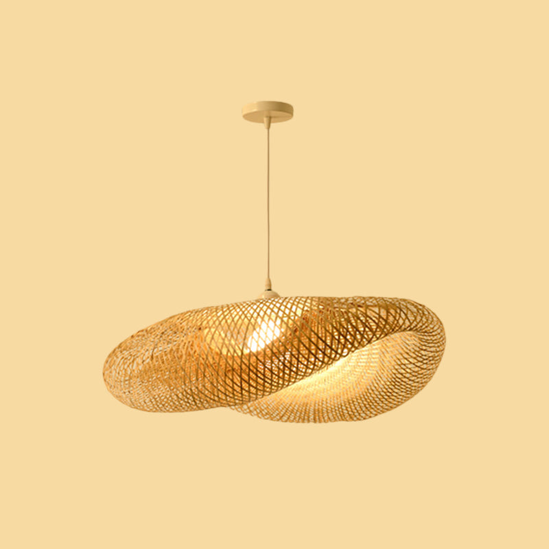 Asian Jug/Twisted/Globe Shaped Pendant Lamp Bamboo 1 Head Restaurant Suspended Lighting Fixture in Beige Clearhalo 'Ceiling Lights' 'Modern Pendants' 'Modern' 'Pendant Lights' 'Pendants' Lighting' 1958432
