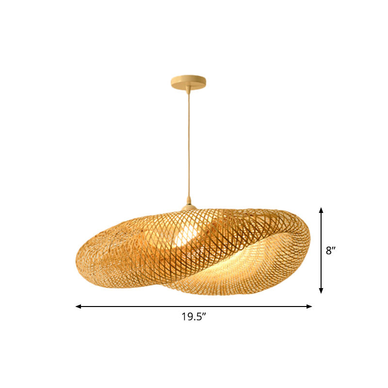 Asian Jug/Twisted/Globe Shaped Pendant Lamp Bamboo 1 Head Restaurant Suspended Lighting Fixture in Beige Clearhalo 'Ceiling Lights' 'Modern Pendants' 'Modern' 'Pendant Lights' 'Pendants' Lighting' 1958433