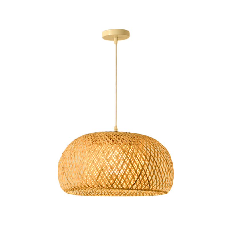 Asian Jug/Twisted/Globe Shaped Pendant Lamp Bamboo 1 Head Restaurant Suspended Lighting Fixture in Beige Beige B Clearhalo 'Ceiling Lights' 'Modern Pendants' 'Modern' 'Pendant Lights' 'Pendants' Lighting' 1958434