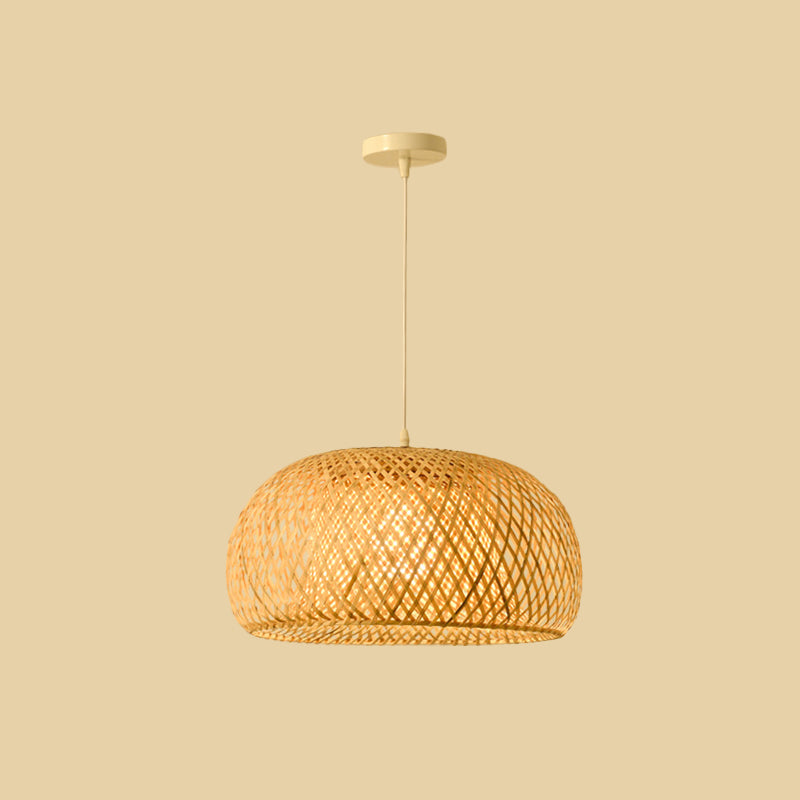 Asian Jug/Twisted/Globe Shaped Pendant Lamp Bamboo 1 Head Restaurant Suspended Lighting Fixture in Beige Clearhalo 'Ceiling Lights' 'Modern Pendants' 'Modern' 'Pendant Lights' 'Pendants' Lighting' 1958435