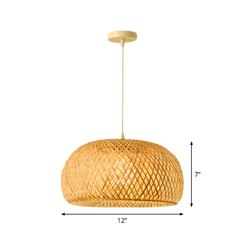 Asian Jug/Twisted/Globe Shaped Pendant Lamp Bamboo 1 Head Restaurant Suspended Lighting Fixture in Beige Clearhalo 'Ceiling Lights' 'Modern Pendants' 'Modern' 'Pendant Lights' 'Pendants' Lighting' 1958436
