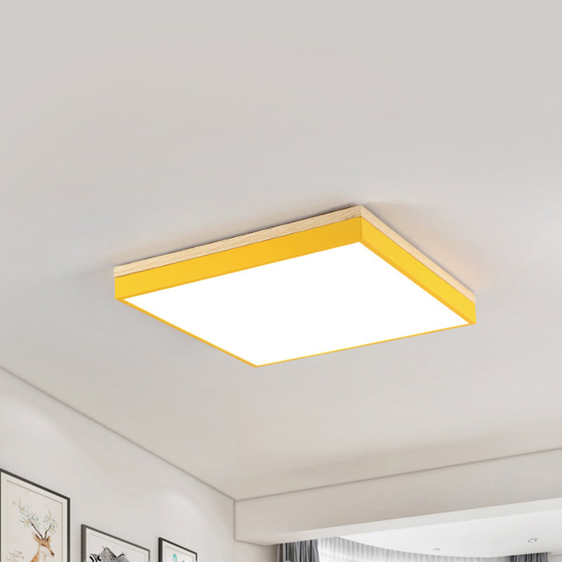 Macaron Loft Square Flush Ceiling Light Acrylic LED Ceiling Lamp for Baby Room Hallway Yellow Clearhalo 'Ceiling Lights' 'Close To Ceiling Lights' 'Close to ceiling' 'Flush mount' Lighting' 195849