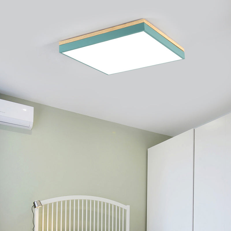 Macaron Loft Square Flush Ceiling Light Acrylic LED Ceiling Lamp for Baby Room Hallway Green Clearhalo 'Ceiling Lights' 'Close To Ceiling Lights' 'Close to ceiling' 'Flush mount' Lighting' 195851