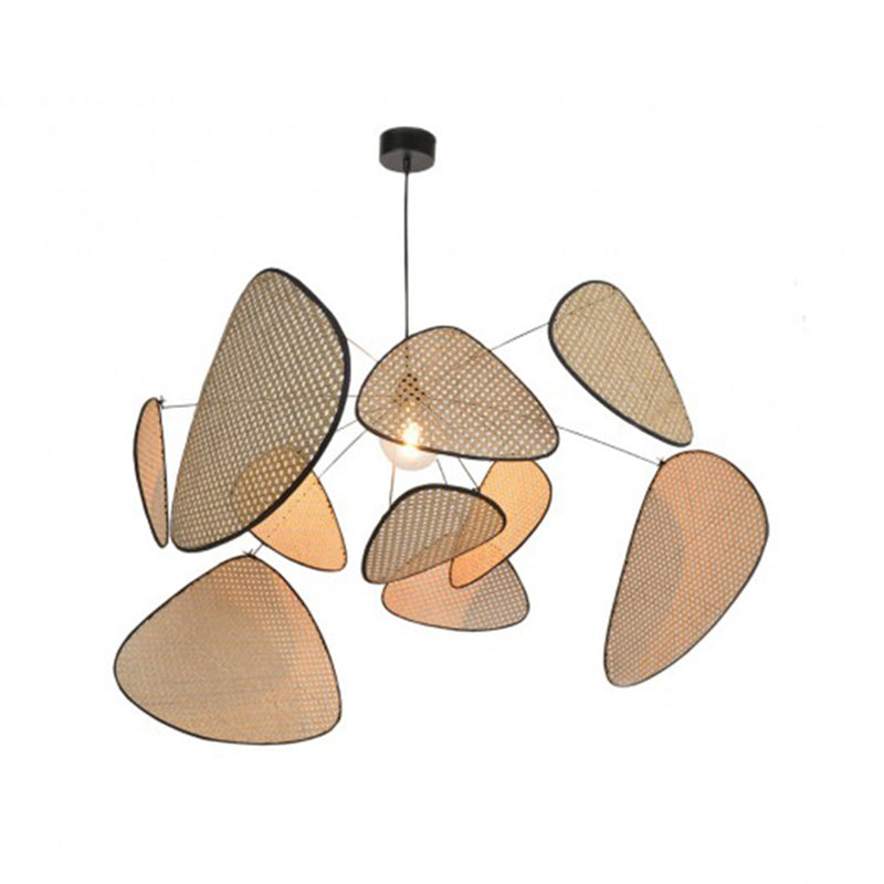 Hand-Worked Leaf Pendant Lighting Stylish Asian Bamboo 1 Bulb Beige Ceiling Suspension Lamp, 27.5"/31.5"/39" Wide Clearhalo 'Ceiling Lights' 'Modern Pendants' 'Modern' 'Pendant Lights' 'Pendants' Lighting' 1958555