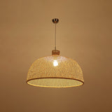 1 Head Bistro Pendulum Light Asian Beige Hanging Pendant Light with Bowl/Jar/Cloche Bamboo Shade Clearhalo 'Ceiling Lights' 'Modern Pendants' 'Modern' 'Pendant Lights' 'Pendants' Lighting' 1958563