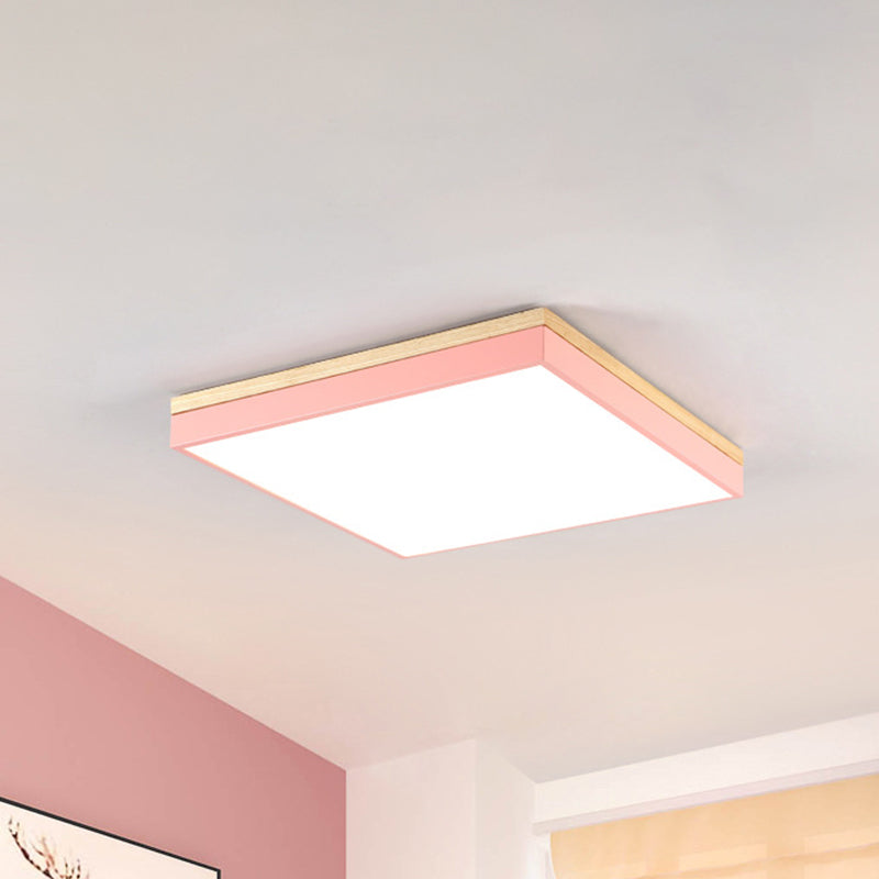 Macaron Loft Square Flush Ceiling Light Acrylic LED Ceiling Lamp for Baby Room Hallway Pink Clearhalo 'Ceiling Lights' 'Close To Ceiling Lights' 'Close to ceiling' 'Flush mount' Lighting' 195858