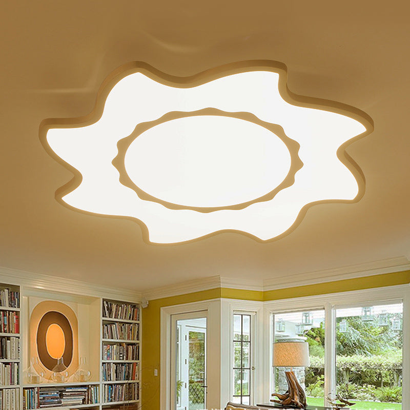 Blazing Sun Flush Ceiling Light Cartoon Acrylic LED Ceiling Lamp in White for Nursing Room White Clearhalo 'Ceiling Lights' 'Close To Ceiling Lights' 'Close to ceiling' 'Flush mount' Lighting' 195860