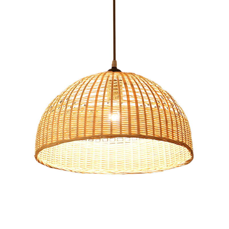 Beige Diamond/Bell/Onion Drop Pendant Asian Style 1 Bulb Bamboo Hanging Light Fixture for Tearoom Clearhalo 'Ceiling Lights' 'Modern Pendants' 'Modern' 'Pendant Lights' 'Pendants' Lighting' 1958602