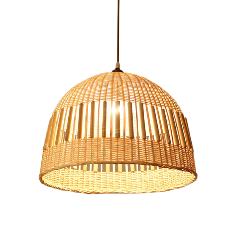 Beige Diamond/Bell/Onion Drop Pendant Asian Style 1 Bulb Bamboo Hanging Light Fixture for Tearoom Clearhalo 'Ceiling Lights' 'Modern Pendants' 'Modern' 'Pendant Lights' 'Pendants' Lighting' 1958605