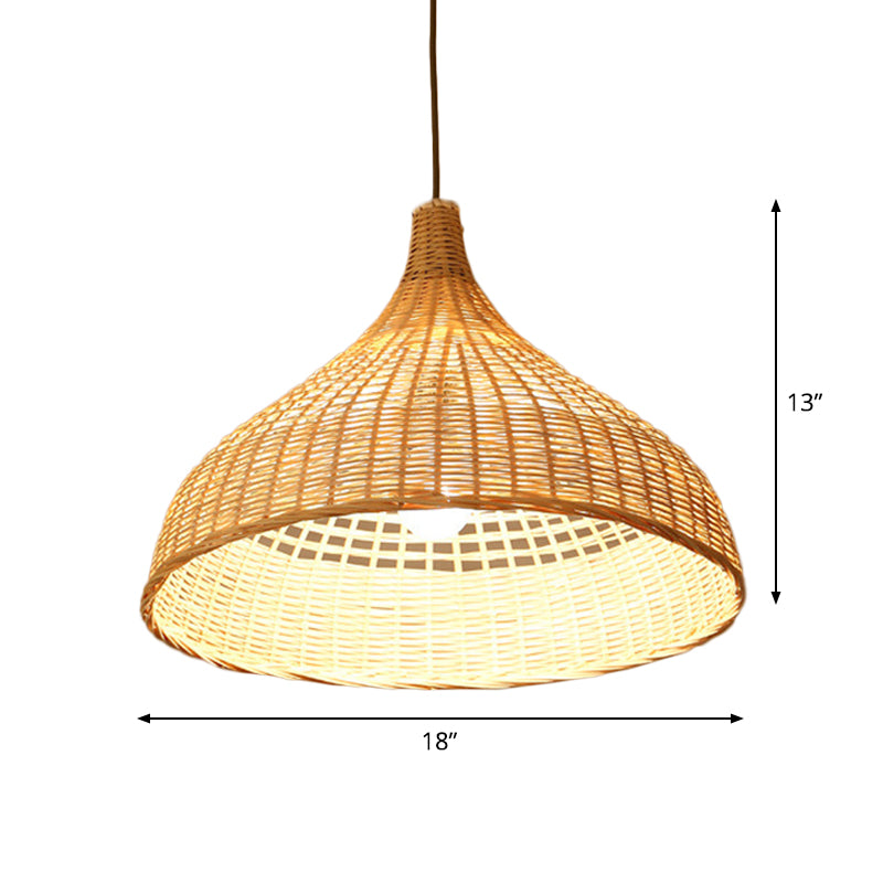 Beige Diamond/Bell/Onion Drop Pendant Asian Style 1 Bulb Bamboo Hanging Light Fixture for Tearoom Clearhalo 'Ceiling Lights' 'Modern Pendants' 'Modern' 'Pendant Lights' 'Pendants' Lighting' 1958609