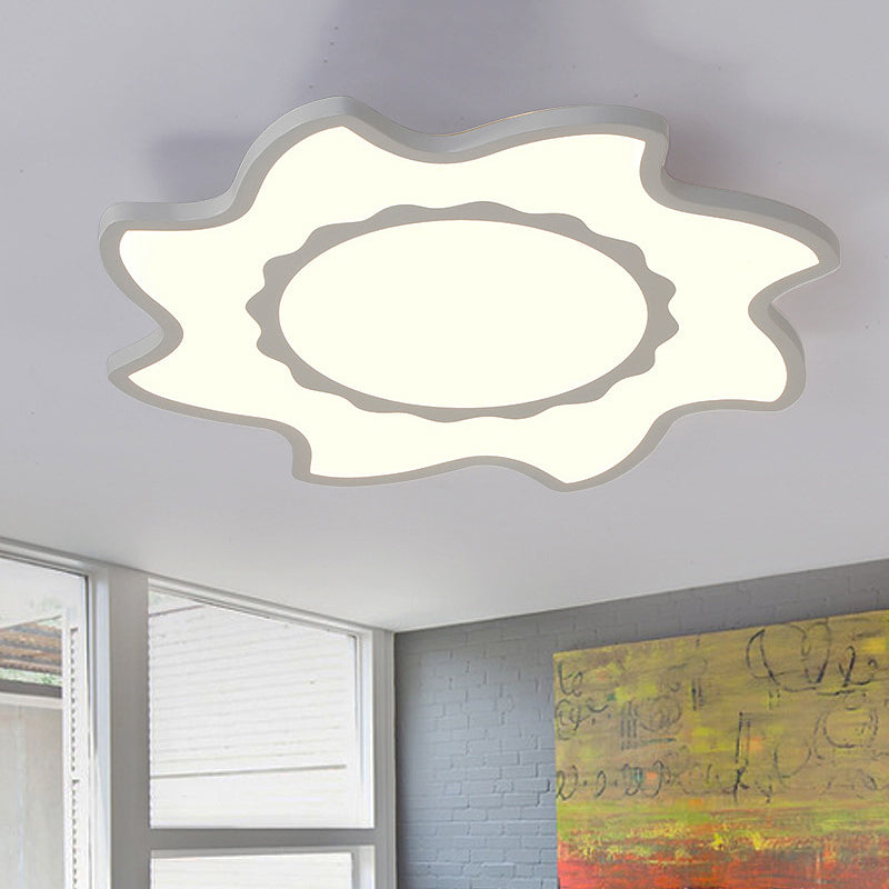 Blazing Sun Flush Ceiling Light Cartoon Acrylic LED Ceiling Lamp in White for Nursing Room Clearhalo 'Ceiling Lights' 'Close To Ceiling Lights' 'Close to ceiling' 'Flush mount' Lighting' 195861