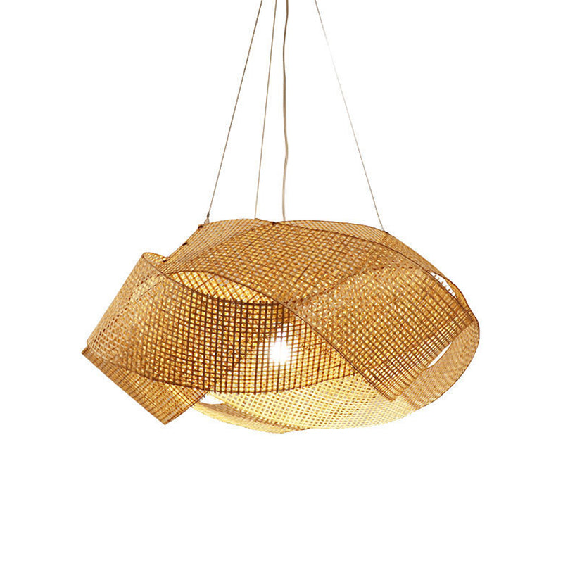 Entwined Hanging Pendant Light Contemporary Bamboo Single Dining Room Ceiling Light in Beige, 16"/19.5"/27.5" W Clearhalo 'Ceiling Lights' 'Modern Pendants' 'Modern' 'Pendant Lights' 'Pendants' Lighting' 1958618