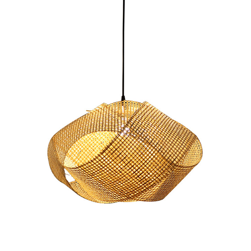 Entwined Hanging Pendant Light Contemporary Bamboo Single Dining Room Ceiling Light in Beige, 16"/19.5"/27.5" W Clearhalo 'Ceiling Lights' 'Modern Pendants' 'Modern' 'Pendant Lights' 'Pendants' Lighting' 1958621