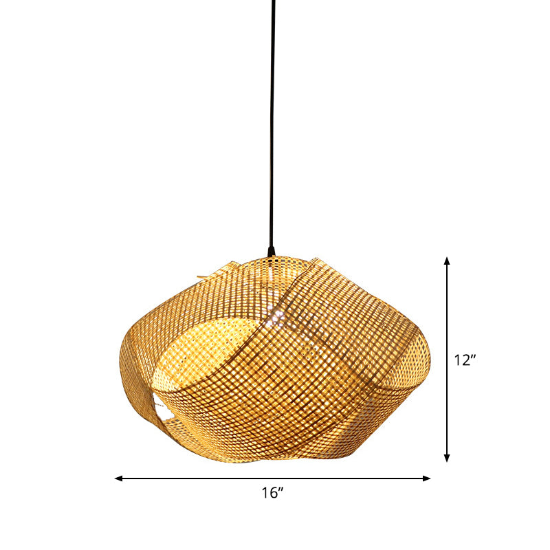 Entwined Hanging Pendant Light Contemporary Bamboo Single Dining Room Ceiling Light in Beige, 16"/19.5"/27.5" W Clearhalo 'Ceiling Lights' 'Modern Pendants' 'Modern' 'Pendant Lights' 'Pendants' Lighting' 1958622