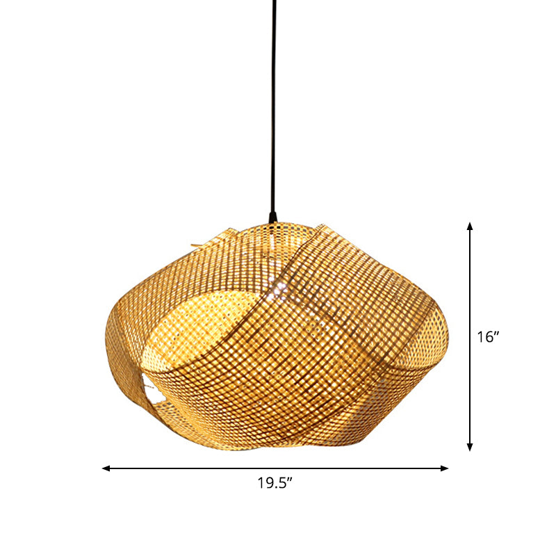 Entwined Hanging Pendant Light Contemporary Bamboo Single Dining Room Ceiling Light in Beige, 16"/19.5"/27.5" W Clearhalo 'Ceiling Lights' 'Modern Pendants' 'Modern' 'Pendant Lights' 'Pendants' Lighting' 1958623