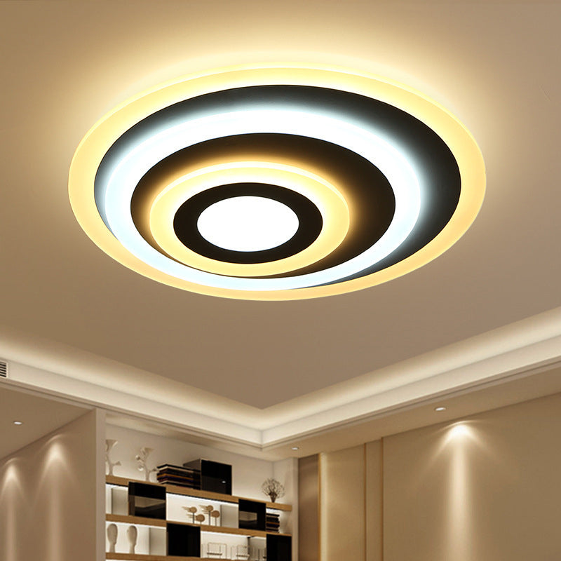 White Concentric Round Flushmount Simple 19.5"/31.5"/39" Wide LED Acrylic Flush Ceiling Light in Warm/White Light White Clearhalo 'Ceiling Lights' 'Close To Ceiling Lights' 'Close to ceiling' 'Flush mount' Lighting' 1958755