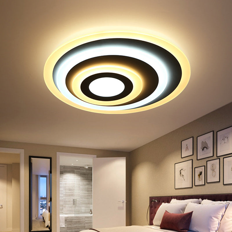 White Concentric Round Flushmount Simple 19.5"/31.5"/39" Wide LED Acrylic Flush Ceiling Light in Warm/White Light Clearhalo 'Ceiling Lights' 'Close To Ceiling Lights' 'Close to ceiling' 'Flush mount' Lighting' 1958756