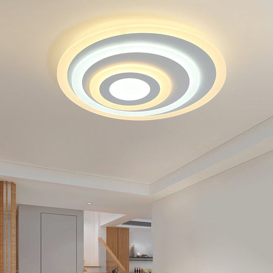 White Concentric Round Flushmount Simple 19.5"/31.5"/39" Wide LED Acrylic Flush Ceiling Light in Warm/White Light Clearhalo 'Ceiling Lights' 'Close To Ceiling Lights' 'Close to ceiling' 'Flush mount' Lighting' 1958757