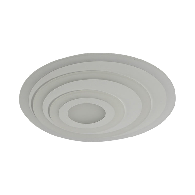 White Concentric Round Flushmount Simple 19.5"/31.5"/39" Wide LED Acrylic Flush Ceiling Light in Warm/White Light Clearhalo 'Ceiling Lights' 'Close To Ceiling Lights' 'Close to ceiling' 'Flush mount' Lighting' 1958758