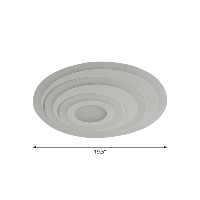 White Concentric Round Flushmount Simple 19.5"/31.5"/39" Wide LED Acrylic Flush Ceiling Light in Warm/White Light Clearhalo 'Ceiling Lights' 'Close To Ceiling Lights' 'Close to ceiling' 'Flush mount' Lighting' 1958759