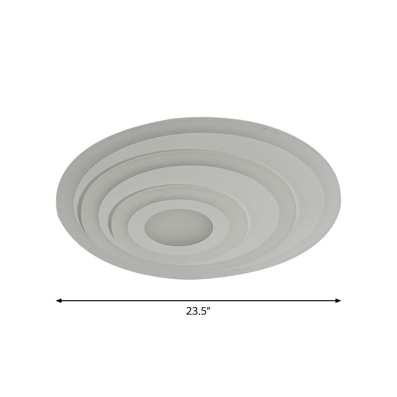 White Concentric Round Flushmount Simple 19.5"/31.5"/39" Wide LED Acrylic Flush Ceiling Light in Warm/White Light Clearhalo 'Ceiling Lights' 'Close To Ceiling Lights' 'Close to ceiling' 'Flush mount' Lighting' 1958760