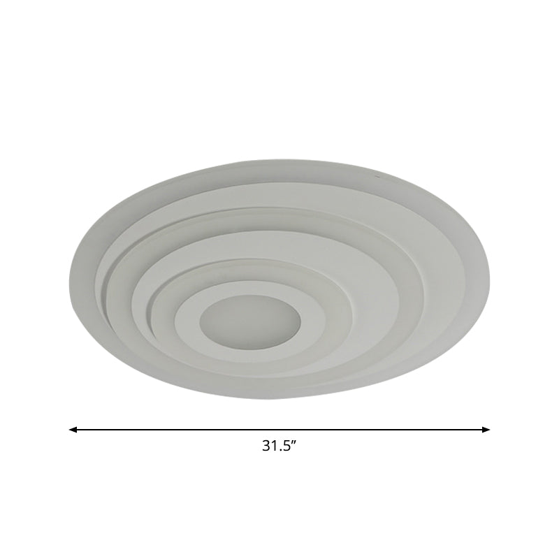 White Concentric Round Flushmount Simple 19.5"/31.5"/39" Wide LED Acrylic Flush Ceiling Light in Warm/White Light Clearhalo 'Ceiling Lights' 'Close To Ceiling Lights' 'Close to ceiling' 'Flush mount' Lighting' 1958761