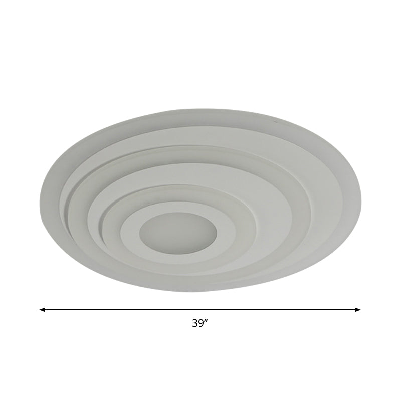 White Concentric Round Flushmount Simple 19.5"/31.5"/39" Wide LED Acrylic Flush Ceiling Light in Warm/White Light Clearhalo 'Ceiling Lights' 'Close To Ceiling Lights' 'Close to ceiling' 'Flush mount' Lighting' 1958762