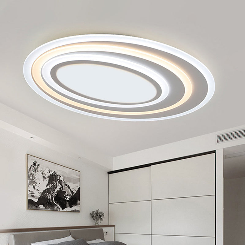 Acrylic Elliptical Flush Mount Lighting Modern White Surface Mounted LED Ceiling Light, 19.5"/23.5"/39" Wide White Clearhalo 'Ceiling Lights' 'Close To Ceiling Lights' 'Close to ceiling' 'Flush mount' Lighting' 1958763