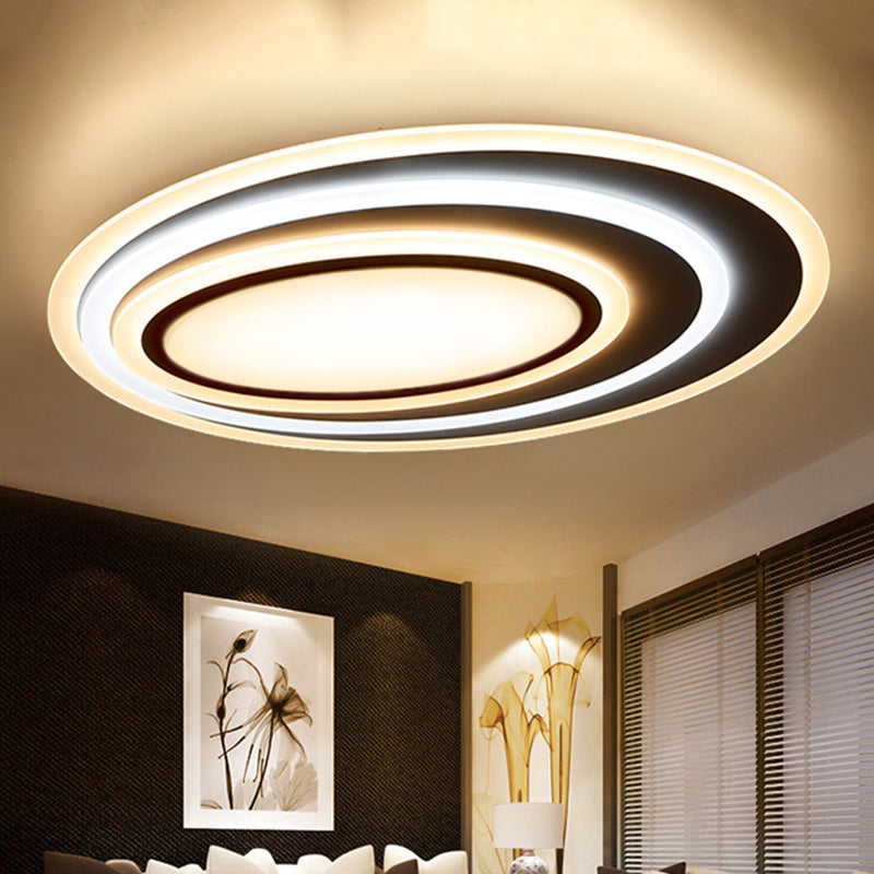 Acrylic Elliptical Flush Mount Lighting Modern White Surface Mounted LED Ceiling Light, 19.5"/23.5"/39" Wide Clearhalo 'Ceiling Lights' 'Close To Ceiling Lights' 'Close to ceiling' 'Flush mount' Lighting' 1958764