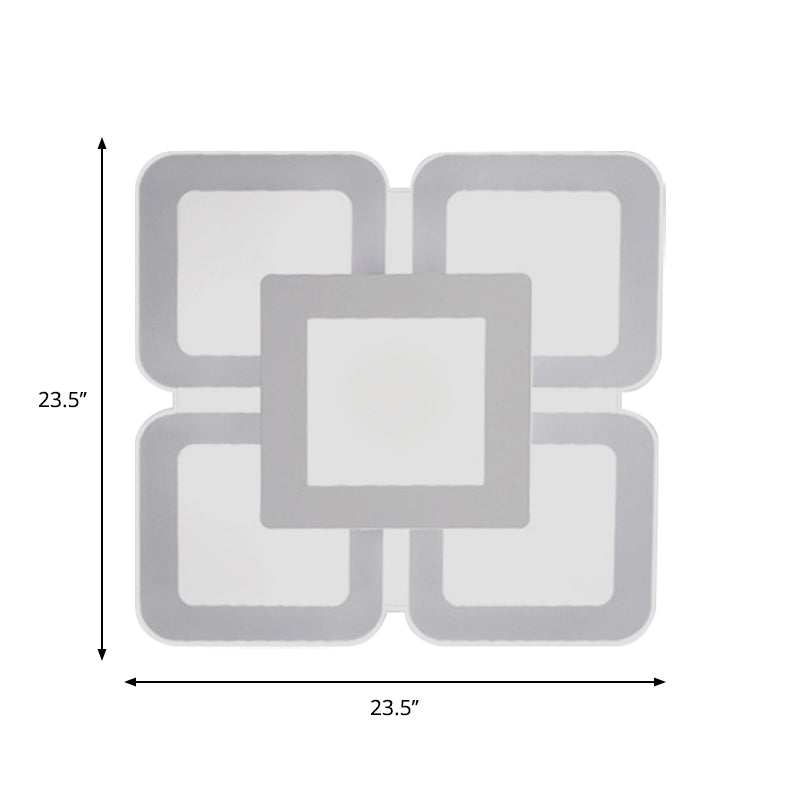 Square/Rectangle Flower Flush Light Simple Acrylic Bedroom LED Ceiling Flushmount Lamp in White, 16"/23.5"/47" W Clearhalo 'Ceiling Lights' 'Close To Ceiling Lights' 'Close to ceiling' 'Flush mount' Lighting' 1958783