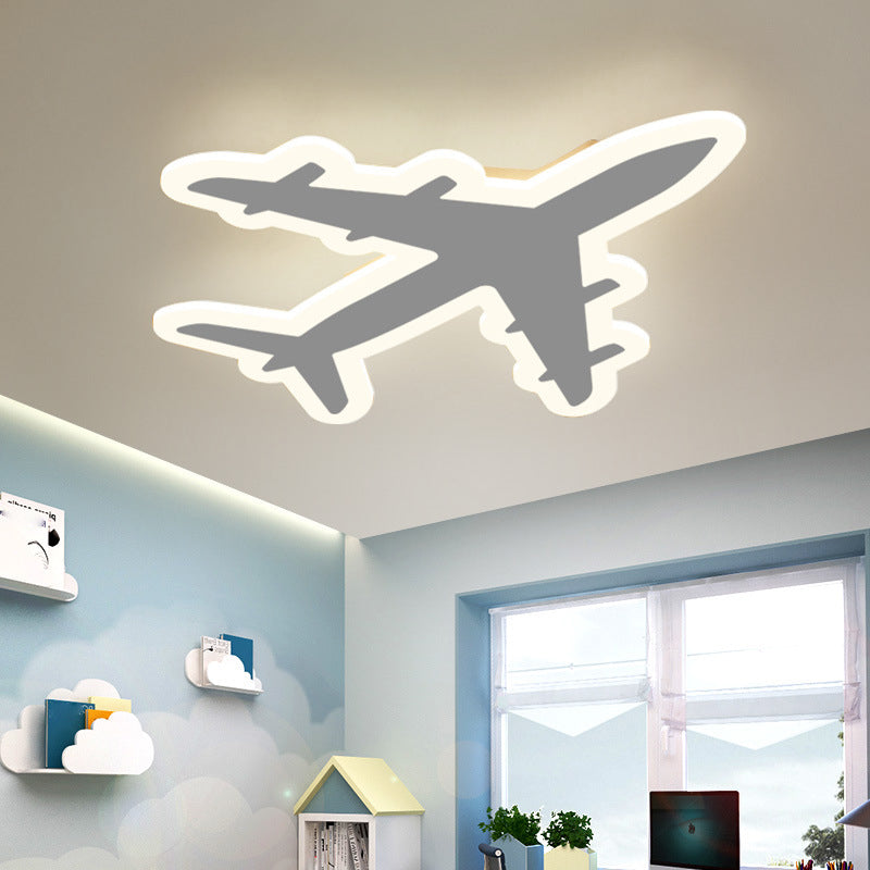 Kids Aircraft Flush Mount Ceiling Light Acrylic Childrens Bedroom LED Flushmount Lighting in Warm/White Light, 12"/19.5"/23.5" Wide Clearhalo 'Ceiling Lights' 'Close To Ceiling Lights' 'Close to ceiling' 'Flush mount' Lighting' 1958812