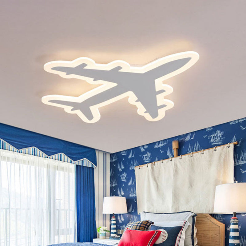 Kids Aircraft Flush Mount Ceiling Light Acrylic Childrens Bedroom LED Flushmount Lighting in Warm/White Light, 12"/19.5"/23.5" Wide Clearhalo 'Ceiling Lights' 'Close To Ceiling Lights' 'Close to ceiling' 'Flush mount' Lighting' 1958813