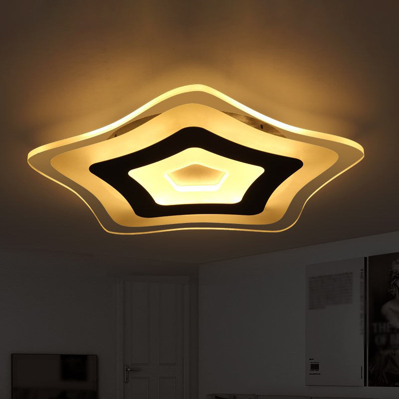 Star Shaped Bedroom Ceiling Lamp Acrylic Modern Ultrathin LED Flush Mount Light in Warm/White Light, 8"/16.5"/20.5" W White Clearhalo 'Ceiling Lights' 'Close To Ceiling Lights' 'Close to ceiling' 'Flush mount' Lighting' 1958818