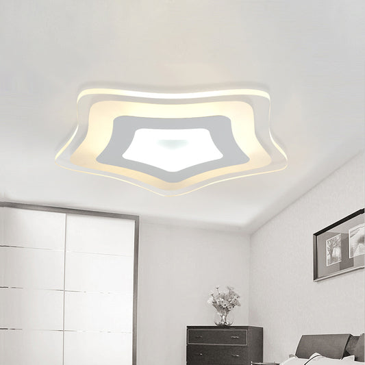 Star Shaped Bedroom Ceiling Lamp Acrylic Modern Ultrathin LED Flush Mount Light in Warm/White Light, 8"/16.5"/20.5" W Clearhalo 'Ceiling Lights' 'Close To Ceiling Lights' 'Close to ceiling' 'Flush mount' Lighting' 1958819