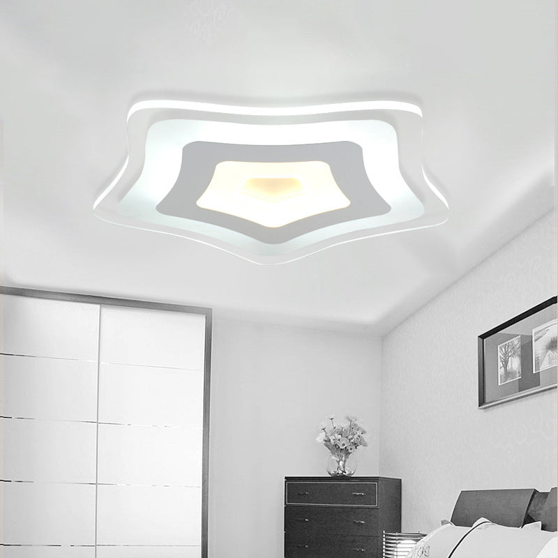 Star Shaped Bedroom Ceiling Lamp Acrylic Modern Ultrathin LED Flush Mount Light in Warm/White Light, 8"/16.5"/20.5" W Clearhalo 'Ceiling Lights' 'Close To Ceiling Lights' 'Close to ceiling' 'Flush mount' Lighting' 1958820